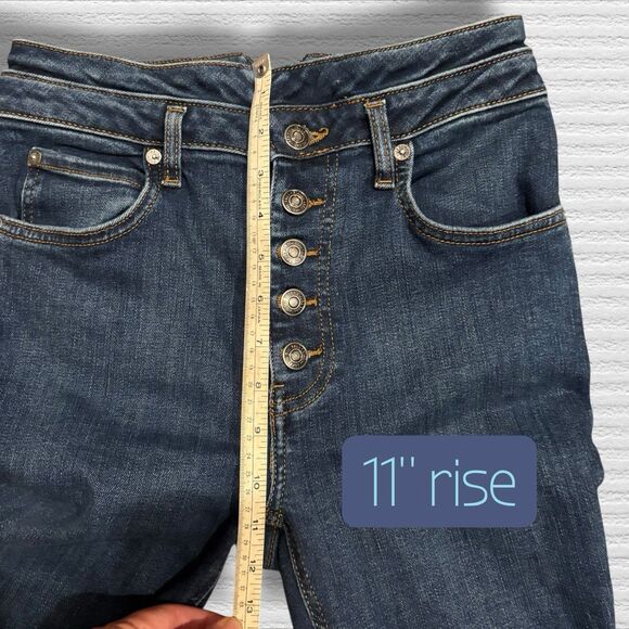 We The Free by Free People Button Fly Skinny Jeans Dark Wash Size 27 High Rise - Picture 4 of 9